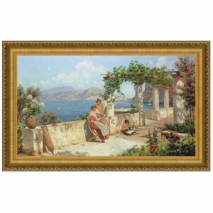 Design Toscano DA1514 40 1/2 Inch Figures On a Terrace in Capri Canvas Replica Painting - Grande