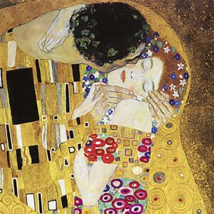 Design Toscano DA1563 26 1/2 Inch The Kiss Framed Canvas Replica Painting - Large