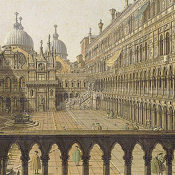 Design Toscano DA1573 27 Inch Interior Court of The Doges Palace Venice 1756 Canvas Replica Painting - Large