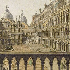 Design Toscano DA1571 18 Inch Interior Court of The Doges Palace Venice 1756 Canvas Replica Painting - Small