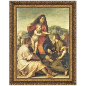 Design Toscano DA1672 21 1/2 Inch The Virgin and Child with a Saint and an Angel 1509-14 Canvas Replica Painting - Medium