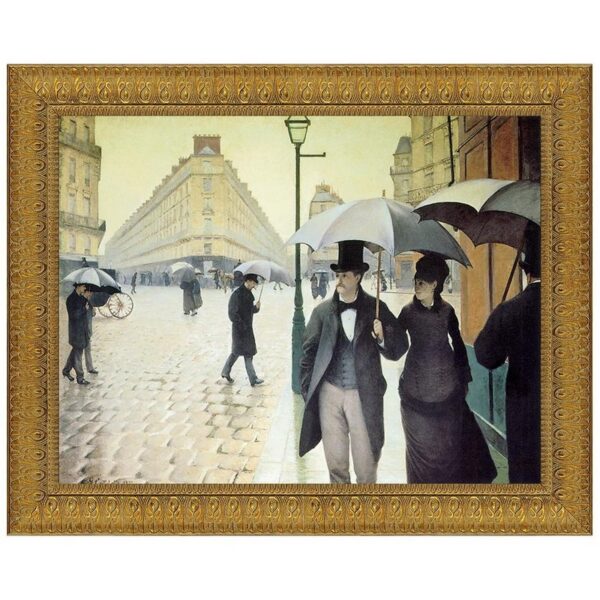 Design Toscano DA1721 16 1/2 Inch Rue Du Paris Rainy Day 1877 Canvas Replica Painting - Small