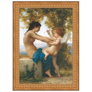 Design Toscano DA2072 22 Inch Young Girl Defending Herself Against Eros 1880 Canvas Replica Painting - Medium