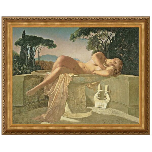 Design Toscano DA2101 17 1/4 Inch Girl in a Basin Framed Canvas Replica Painting - Small