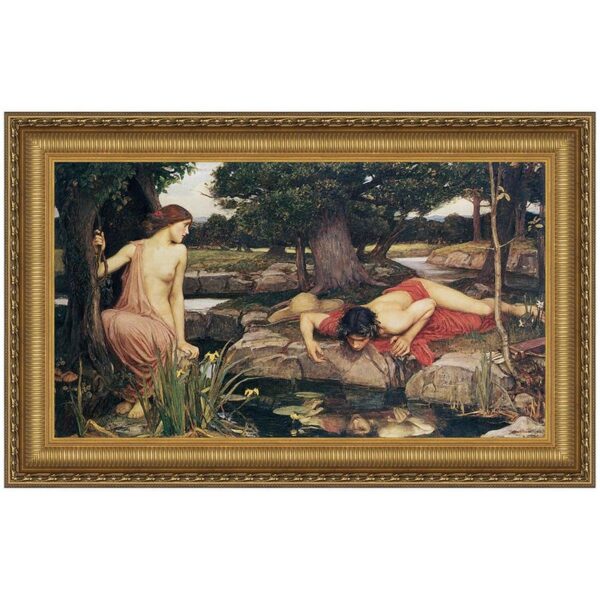 Design Toscano DA2771 21 1/4 Inch Echo and Narcissus 1903 Framed Canvas Replica Painting - Small