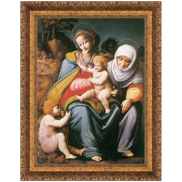 Design Toscano DA2824 36 Inch The Virgin and Child with St Elizabeth and St John Framed Canvas Replica Painting - Grande