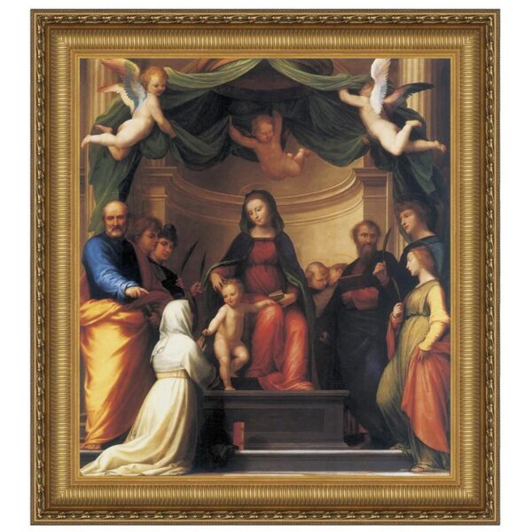 Design Toscano DA2832 26 3/4 Inch The Mystic Marriage of St Catherine Framed Canvas Replica Painting - Medium