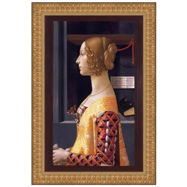 Design Toscano DA2863 27 1/2 Inch Portrait of Giovanna Degli Albizzi Tornabuoni 1499 Framed Canvas Replica Painting - Large