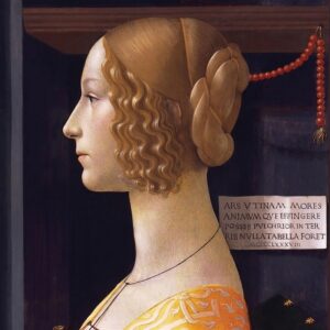 Design Toscano DA2861 13 1/2 Inch Portrait of Giovanna Degli Albizzi Tornabuoni 1499 Framed Canvas Replica Painting - Small