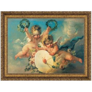 Design Toscano DA3004 46 1/2 Inch La Cible d'Amour 1758 Framed Canvas Replica Painting - Grande