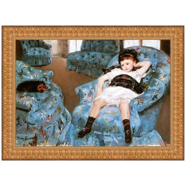 Design Toscano DA3404 48 1/2 Inch Little Girl in a Blue Armchair 1878 Canvas Replica Painting - Grande