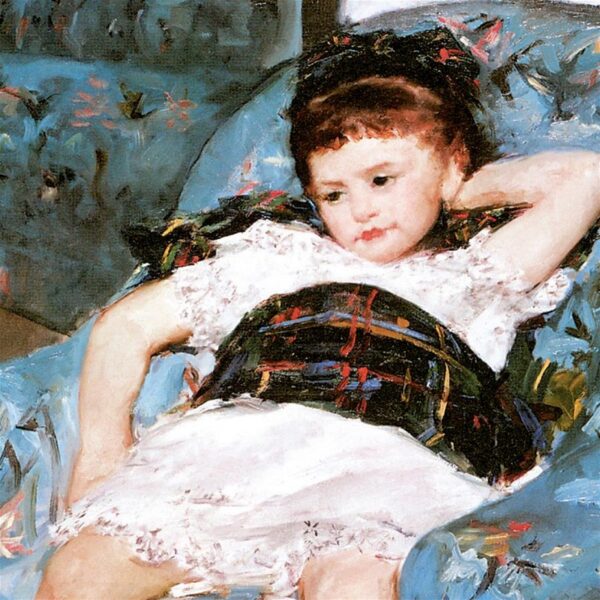 Design Toscano DA3404 48 1/2 Inch Little Girl in a Blue Armchair 1878 Canvas Replica Painting - Grande