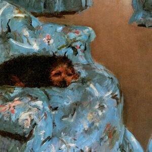 Design Toscano DA3402 26 1/2 Inch Little Girl in a Blue Armchair 1878 Canvas Replica Painting - Medium