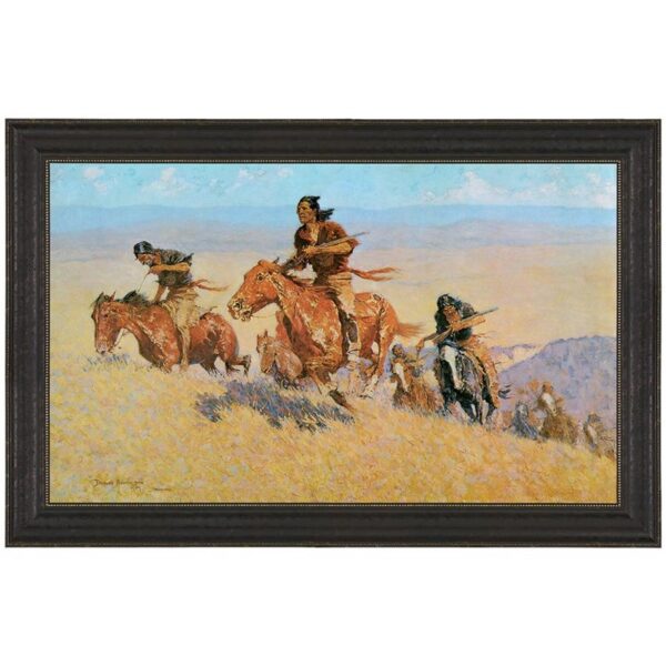 Design Toscano DA3454 47 1/2 Inch Buffalo Runners Big Horn Basin 1909 Canvas Replica Painting - Grande