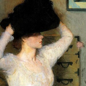 Design Toscano DA3484 38 1/4 Inch The Black Hat Lady Trying on a Hat 1904 Canvas Replica Painting - Grande