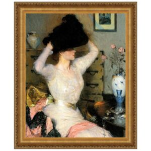 Design Toscano DA3481 15 1/4 Inch The Black Hat Lady Trying on a Hat 1904 Canvas Replica Painting - Small