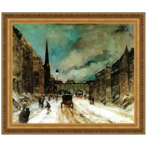 Design Toscano DA3511 17 1/4 Inch Street Scene with Snow Framed Canvas Replica Painting - Small