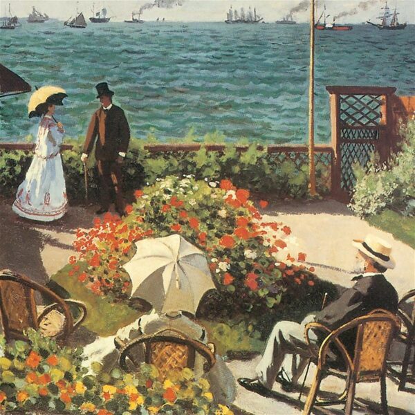 Design Toscano DA3793 37 1/4 Inch The Terrace at Sainte Adresse 1867 Canvas Replica Painting - Large