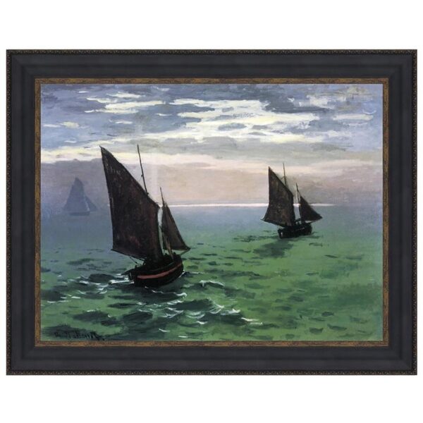 Design Toscano DA3821 14 3/4 Inch Fishing Boats at Sea 1868 Canvas Replica Painting - Small