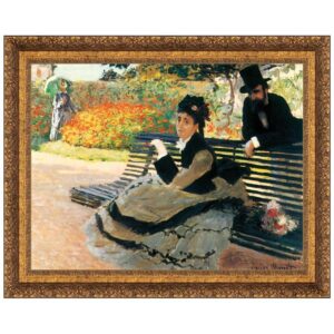 Design Toscano DA3874 47 Inch Camille Monet On a Garden Bench 1873 Canvas Replica Painting - Grande