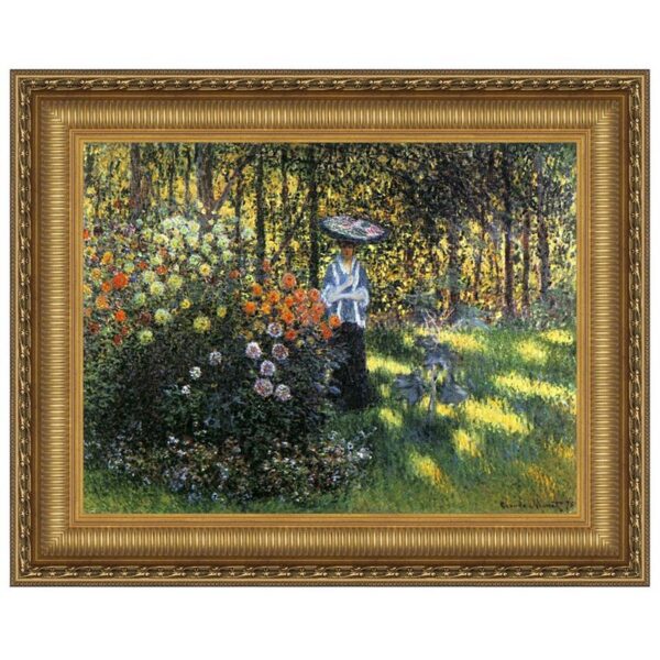 Design Toscano DA3981 17 1/4 Inch Woman with a Parasol in The Garden in Argenteuil 1875 Canvas Replica Painting - Small