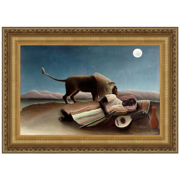 Design Toscano DA4342 28 1/4 Inch Sleeping Gypsy 1897 Framed Canvas Replica Painting - Medium