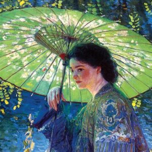 Design Toscano DA4632 19 1/2 Inch The Green Parasol 1909 Canvas Replica Painting - Medium