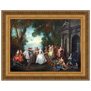 Design Toscano DA4692 37 1/4 Inch Dance Before a Fountain 1724 Canvas Replica Painting - Medium