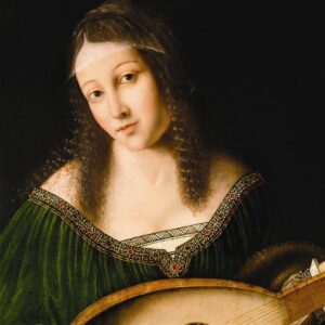 Design Toscano DA4784 41 1/4 Inch Lady Playing a Lute 1530 Canvas Replica Painting - Grande