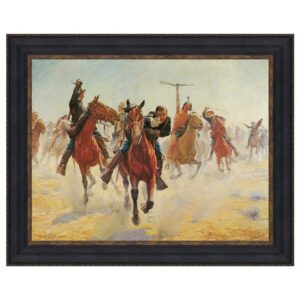 Design Toscano DA5014 50 3/4 Inch Breaking Through The Line Framed Canvas Replica Painting - Grande