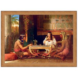 Design Toscano DA5021 18 1/2 Inch Egyptian Chess Players 1865 Canvas Replica Painting - Small