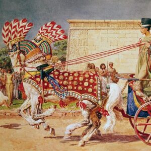 Design Toscano DA5032 31 1/2 Inch Nefertiti in Her Royal Chariot 1930 Canvas Replica Painting - Medium