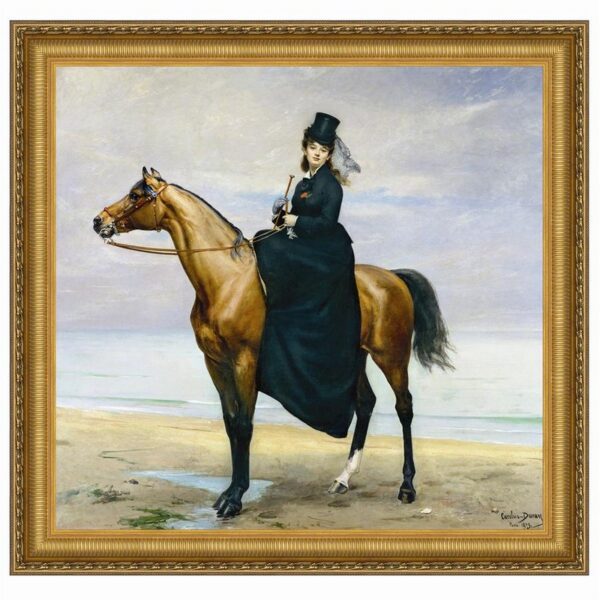 Design Toscano DA5192 25 Inch Equestrian Portrait of Mademoiselle Croizette 1873 Canvas Replica Painting - Medium