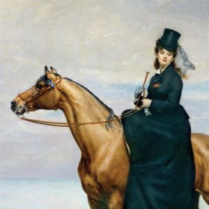 Design Toscano DA5192 25 Inch Equestrian Portrait of Mademoiselle Croizette 1873 Canvas Replica Painting - Medium