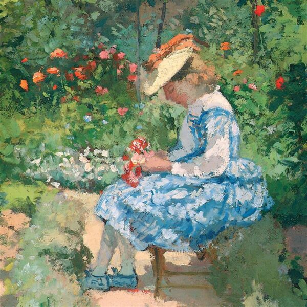 Design Toscano DA5201 16 1/4 Inch Jeanne in The Garden Pontoise 1872 Canvas Replica Painting - Small