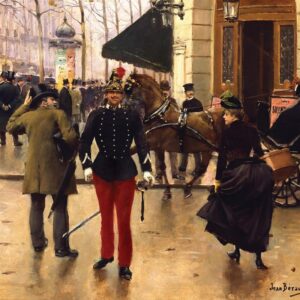 Design Toscano DA5253 43 1/4 Inch Boulevard Des Capucines and Vaudeville Theatre in Paris 1889 Canvas Replica Painting - Large