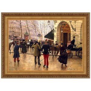 Design Toscano DA5251 20 1/4 Inch Boulevard Des Capucines and Vaudeville Theatre in Paris 1889 Canvas Replica Painting - Small