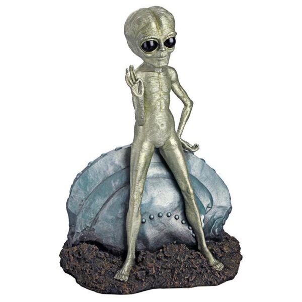 Design Toscano DB383016 15 Inch Roswell the Alien With Spacecraft Statue