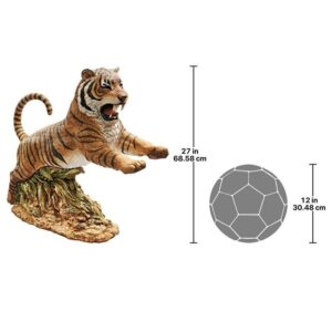 Design Toscano DB383098 32 Inch Jungle Cat Leaping Bengal Tiger Statue