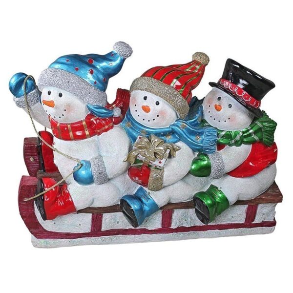 Design Toscano DB477040 16 Inch Illuminated Snowmen on Sled Statue