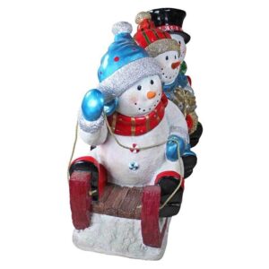 Design Toscano DB477040 16 Inch Illuminated Snowmen on Sled Statue