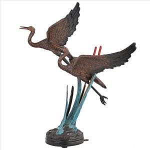 Design Toscano DD2164 31 1/2 Inch Flying Heron Pair in Reeds Cast Bronze Garden Statue