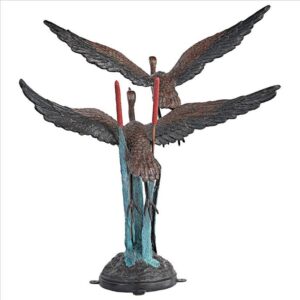 Design Toscano DD2164 31 1/2 Inch Flying Heron Pair in Reeds Cast Bronze Garden Statue