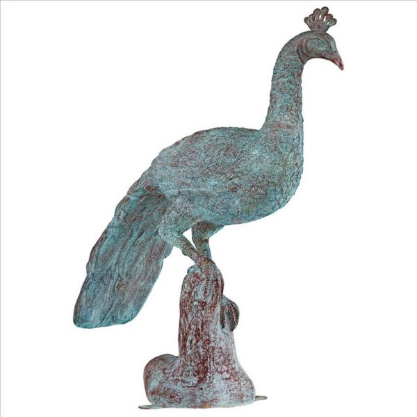 Design Toscano DD2198 9 Inch Pleasant Peacock Cast Bronze Garden Statue