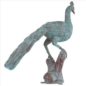 Design Toscano DD2198 9 Inch Pleasant Peacock Cast Bronze Garden Statue