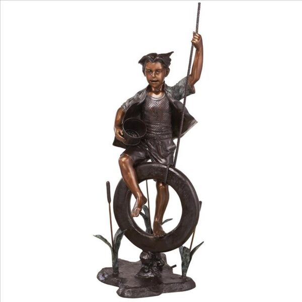 Design Toscano DK1982 23 1/2 Inch Swinging Tommy On His Tire Cast Bronze Garden Statue