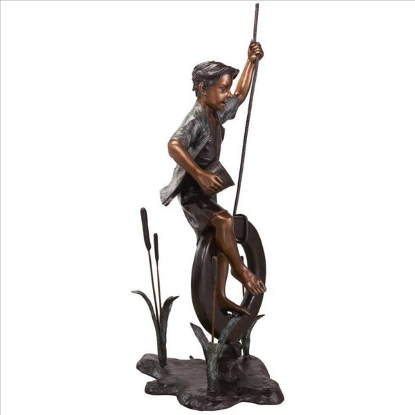 Design Toscano DK1982 23 1/2 Inch Swinging Tommy On His Tire Cast Bronze Garden Statue