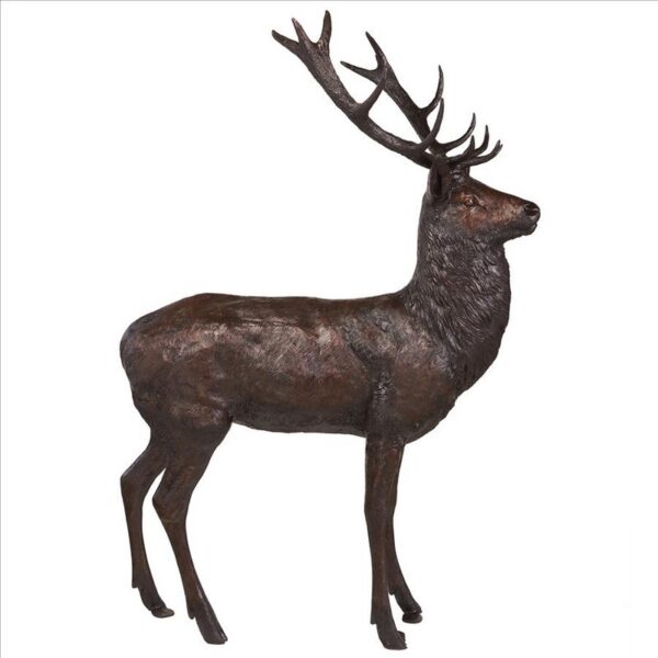 Design Toscano DK26831 27 1/2 Inch Standing Stag Deer Cast Bronze Garden Statue