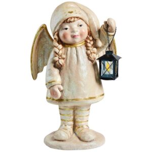 Design Toscano DS19119 12 1/2 Inch Angel Girl Holding Lantern Statue