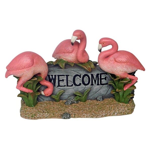 Design Toscano EU0541 14 1/2 Inch Flamingo Welcome Statue - Pink